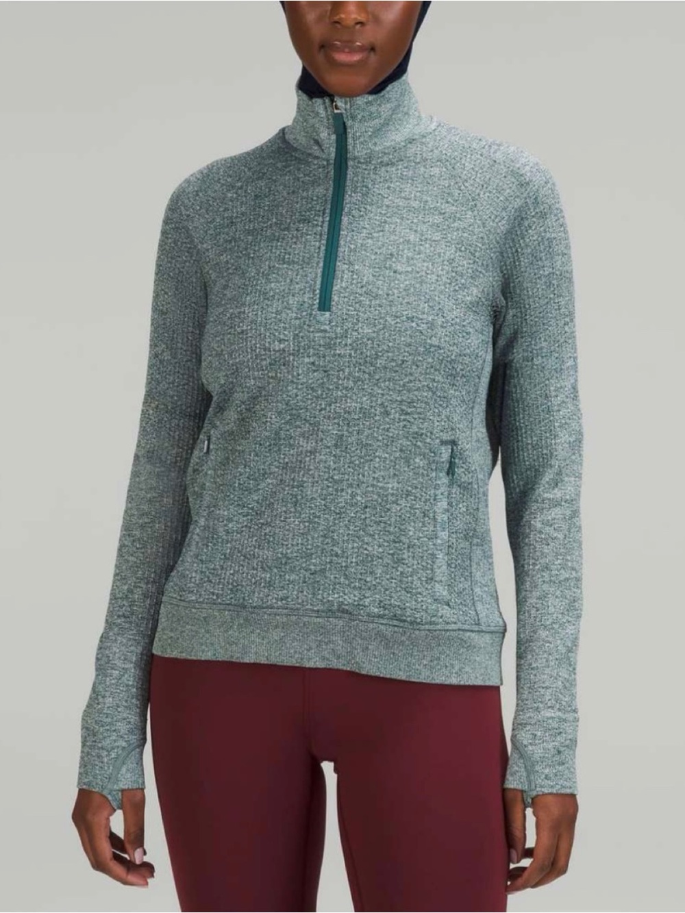 Lululemon Engineered Warmth Half-Zip Pullover Women’s Size 12 Teal Blue Green
